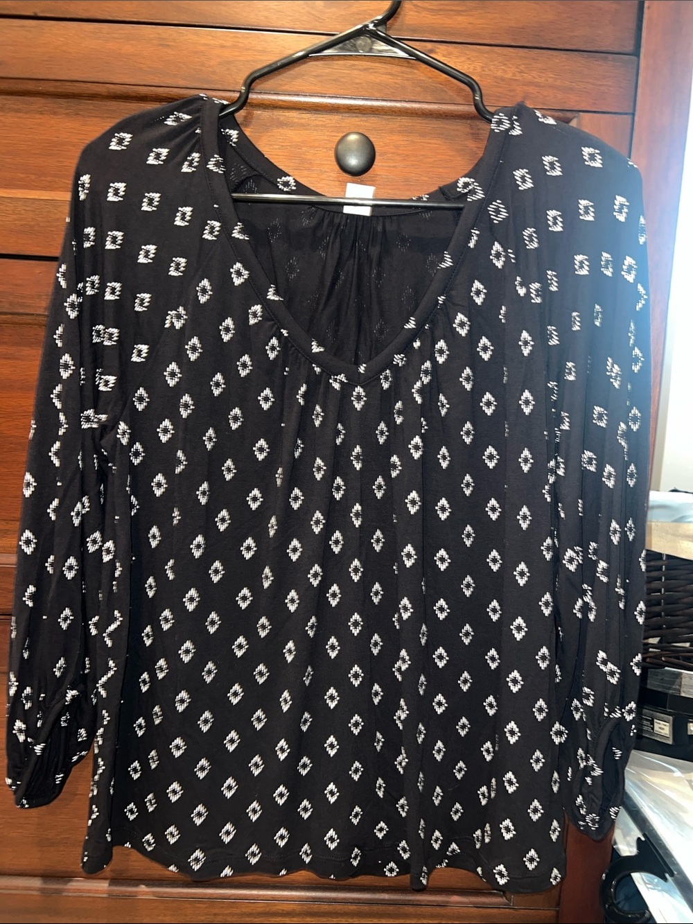 Old Navy Black Top with White Accent Stitching